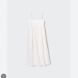 uniqlo linen blend gathered camisole dress white - Size Medium